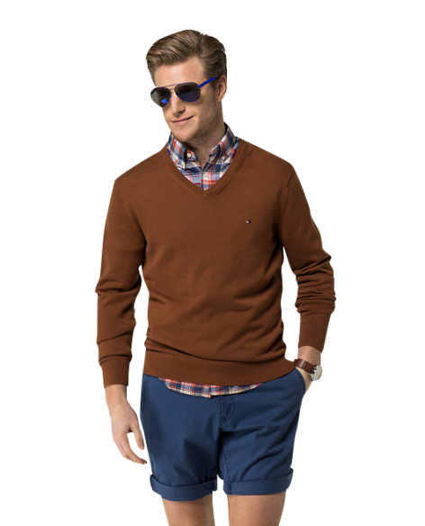 Cotton sweater with a collar-blende Tommy Hilfiger